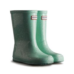 Brand New Hunter Kids' Original First Classic Glitter Rain Boot in Wild Mint