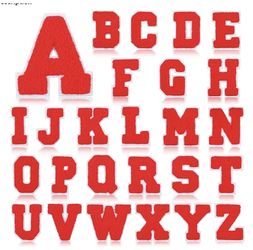 Chenille RED LETTER Alphabet 3in Embroidered Iron-on Patch