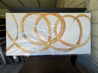 Large Abstract Gold Circles Canvas Wall Art
