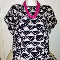 Geometric Black And White Dress X X L With Necklace And Earring Set