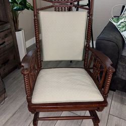 Antique Victorian Eastlake Platform Coil Spring Rocking Chair Late 1800s