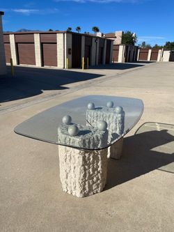 Vintage MCM Postmodern Tessellated stone & Glass dining table