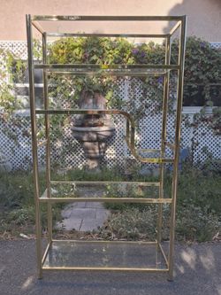 Milo Metal Etegere Glass Brass Shelving, Delivery
