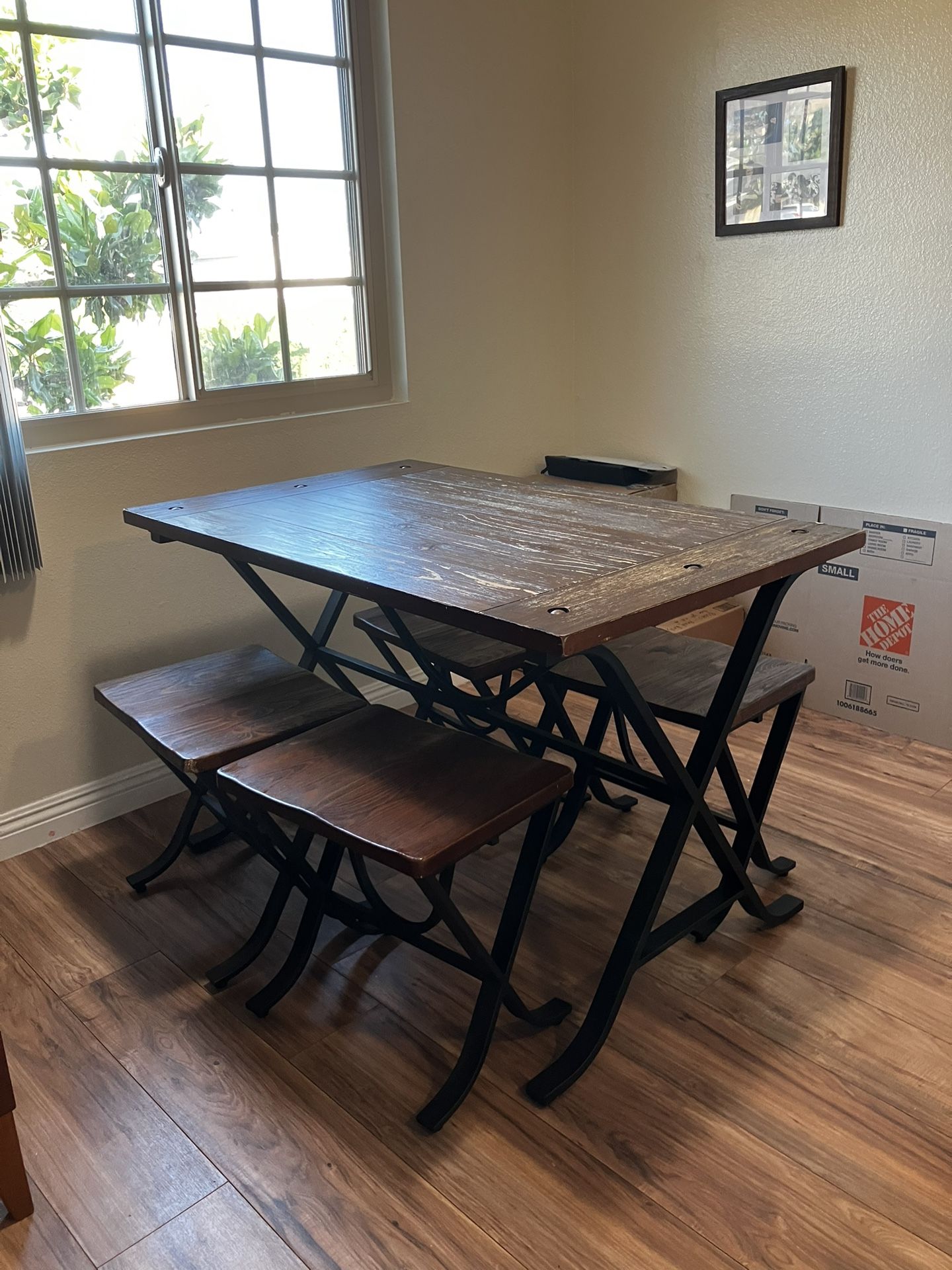 Dining Table Set With Four Stools