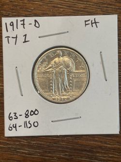 1917-D Type 1 Standing Liberty Quarter Full Head BU