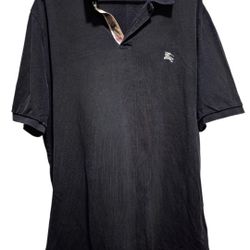 Burberry Brit Polo Shirt XXL Black Check Pattern Nova Equestrian Knight Cotten