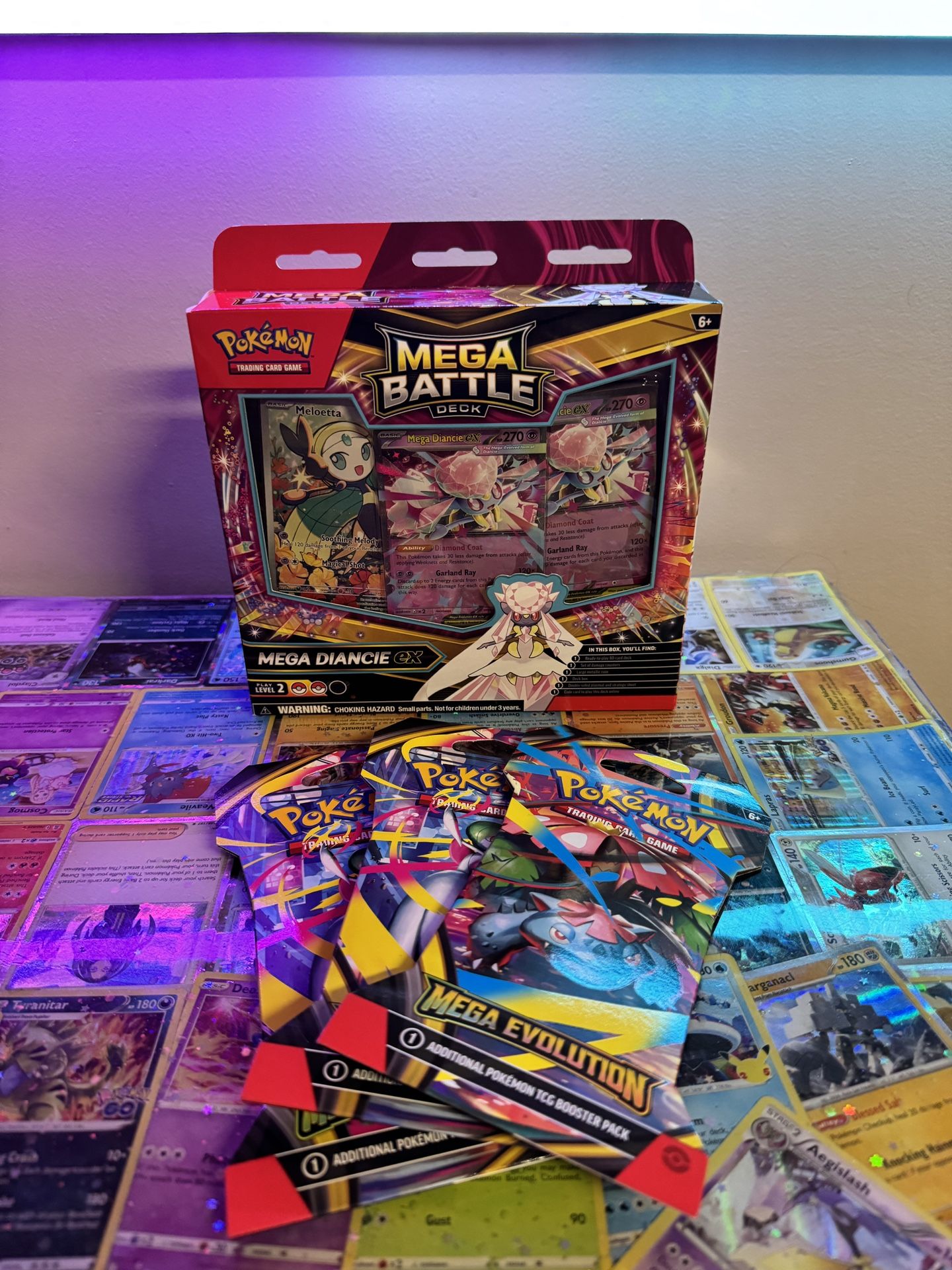 New Pokemon Mega Diancie Deck & Sleeved Booster Packs BUNDLE
