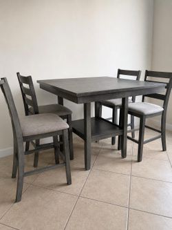 Crown Mark Tahoe 5-Piece Counter Height Dining Table Set Gray (4 chairs)