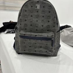 RARE MCM Stark Large Backpack In Viestos Phantom Grey And Blue W/ Dust Bag