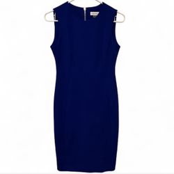 Calvin Klein Sleeveless Crepe Sheath Dress Blue