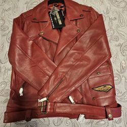 Ladies Red Leather Harley-Davidson 120th Year Anniversary Jacket