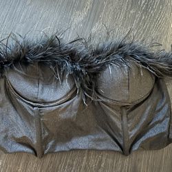 Black feather corset top size medium 
