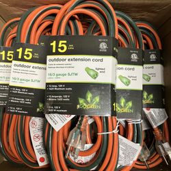 15ft 16/3 GoGreen Power Inc. (GG-13715) 16/3 SJTW Outdoor Extension Cord, Go Green, 15 ft Orange