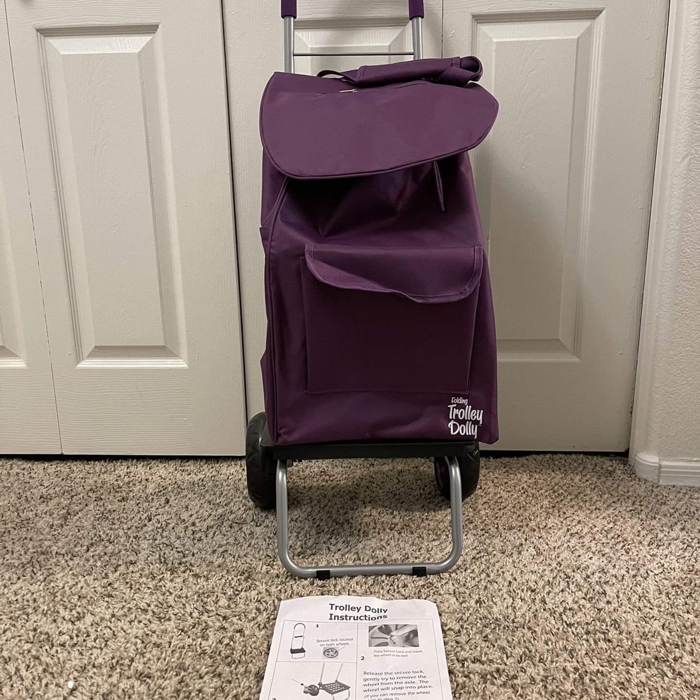 Trolley dolly purple online shopping grocery foldable cart