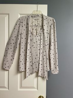 Loft Scarf / Tie Long Sleeve Blouse, Polka Dots, Women, S