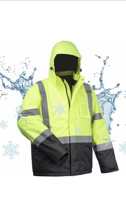 TOOLANT Safety Jacket  ANSI/ISEA 107-2020 Class 3 With Hood Size 2XL Reflective