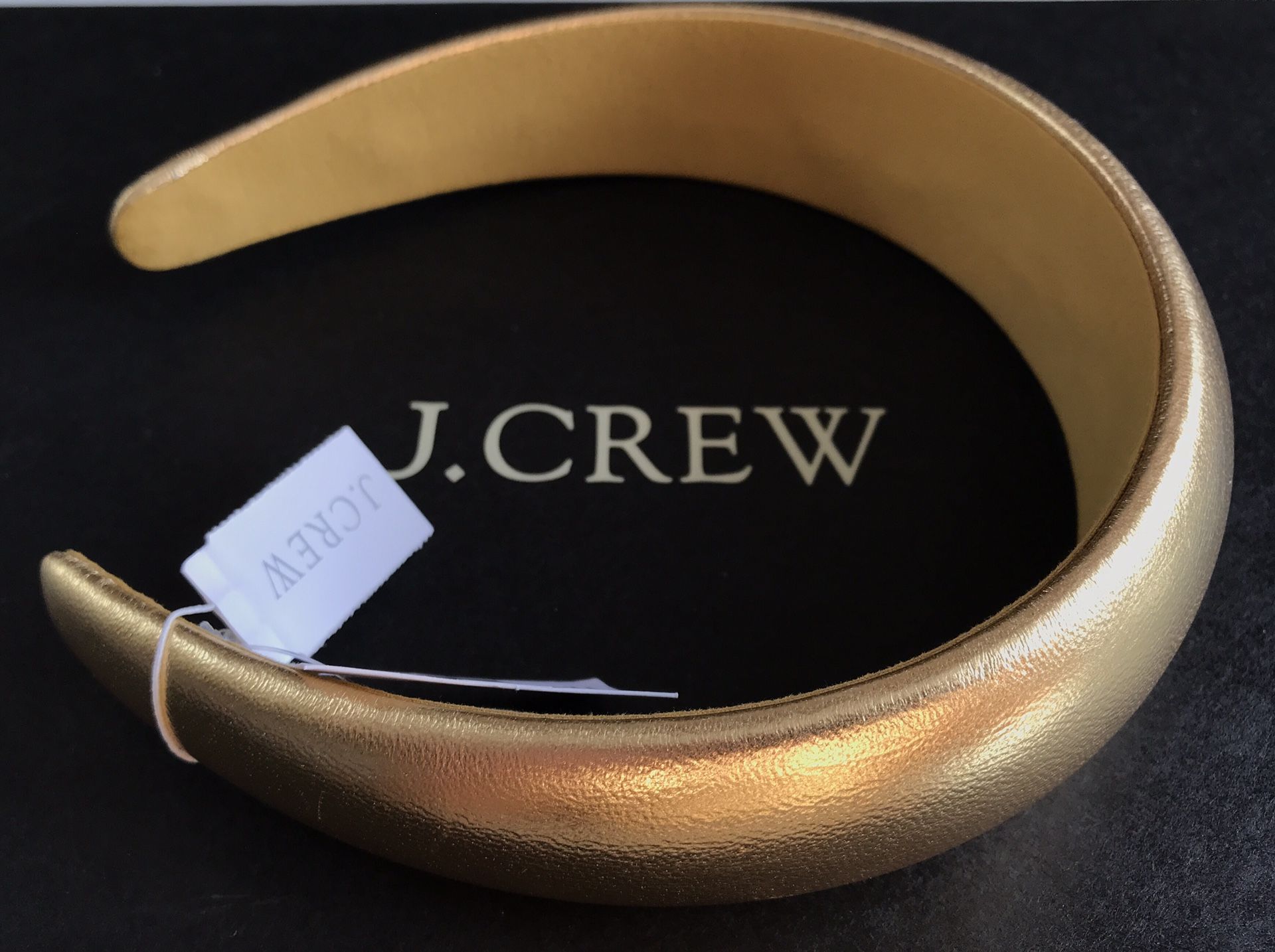 (NEW) WOMEN’S J.CREW OVERSIZED GOLD METALLIC LEATHER HEADBAND - SIZE: OS (ONE SIZE)