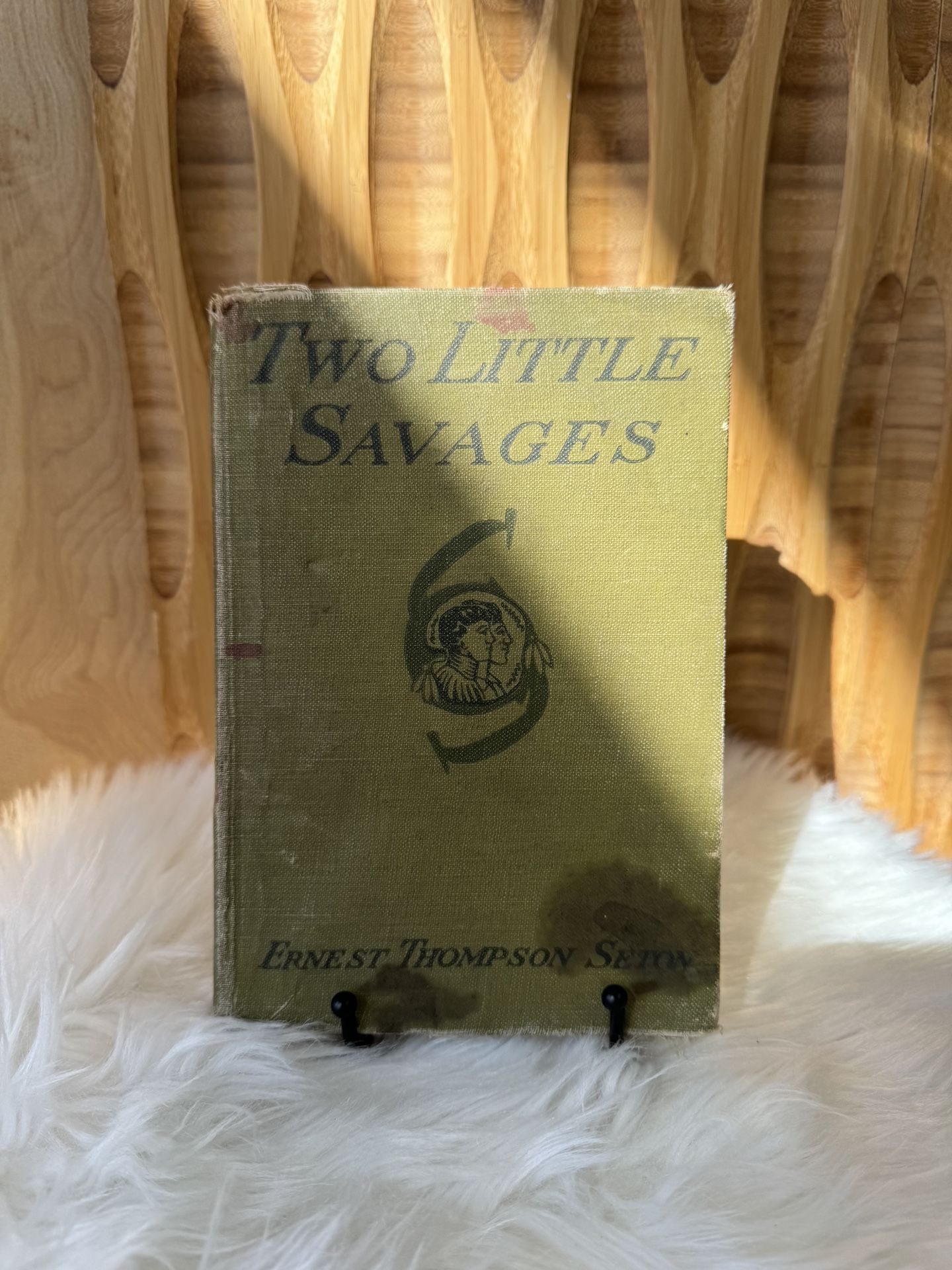 Vintage Two Little Savages Book Ernest Thompson Seton Green Decor Gallery Vignette Study Americana