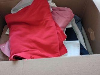 Box of Men's Button Up Shirts.