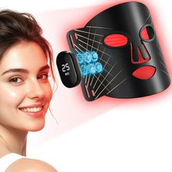 Red Light Therapy for Face, 4 Modes Cordless Face Mask Light Therapy, 2000mAh Rechargeable & 400 LEDs Infrared & Red Light Masks, Facial Fit, Led Ligh