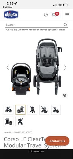 Chico Corso LE Travel System: stroller, car seat, car seat adapter, and two car seat bases
