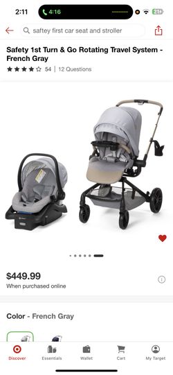 Safety 1st Turn & Go Rotating Travel System - French Gray