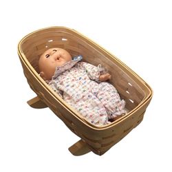 Baby Doll In Basket Cradle
