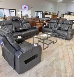 3PC Power recliner sofa set with BT speakers and LED