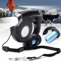 Retractable Dog Leash With Light And Poop Bag 15 Feet