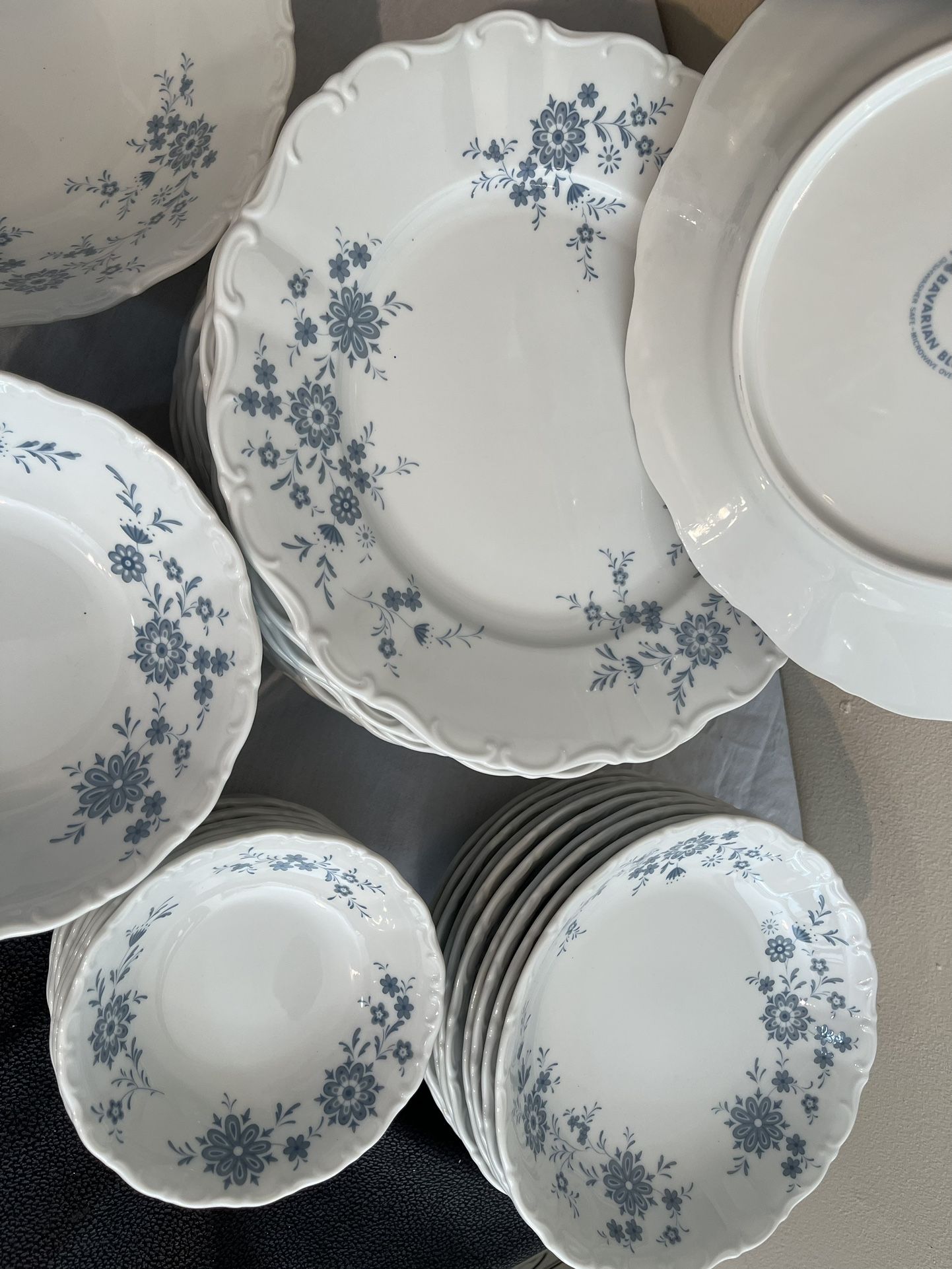 CHRISTINA PORCELAIN BAVARIAN BLUE DINNERWARE SET #41 PIECES/ GERMANY
