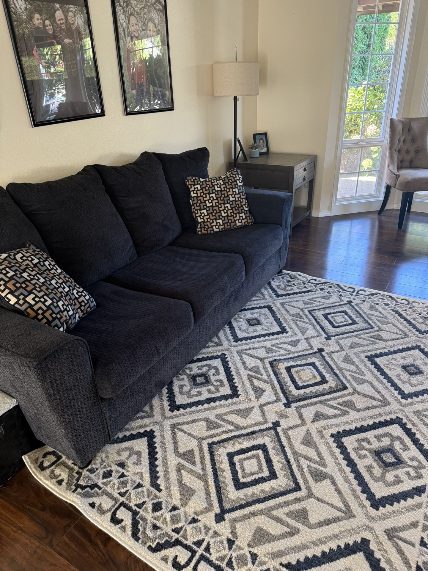 Navy Blue Couch With Pillow