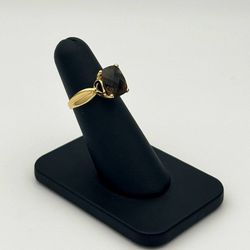 14k solid yellow gold 4Ct Brown Zircon Cushion-Cut stone ring size 6