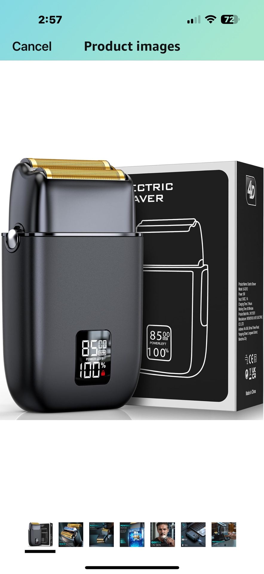Electric Razor for Men Face, Electric Shavers for Men, Cordless Portable Rechargeable Waterproof Foil Shavers with LED Display, 3 Speeds, Travel Lock 