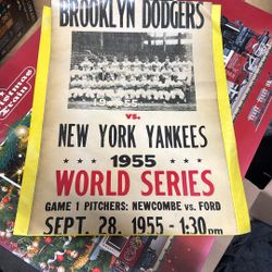 1955 Brooklyn Dodgers Vs New York Yankees World Series Poster