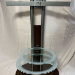 Tv Floor Stand With Swivel Mount And Round Glass Shelves 48”