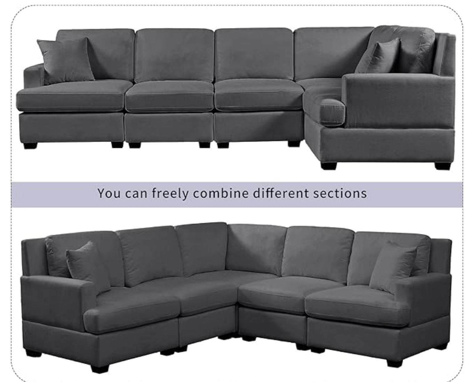 Convertible Modular Sectional Sofa, 87.8" And coffee table Free Combination Symmetrical Couches and ,5 Seater Corner Sofa