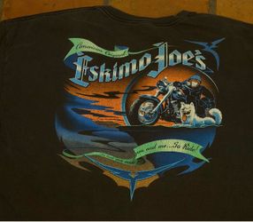 Vintage Eskimo Joes Shirt Mens 2XL Black Ride It Biker Y2K Hanes Beefy T Graphic