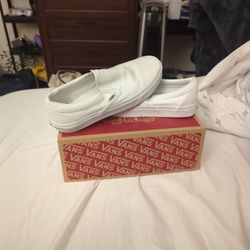 Men's White Slip On Vans (Size 9)