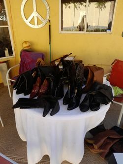 23 PAIRS OF NEW OR LIKE NEW SIZE 12M WOMENS BOOTS AND SHOES