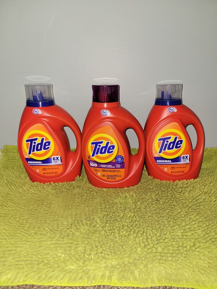 3 Tide(2 Original 6X Booster Clean 80oz/1 Spring Meadow 84oz)