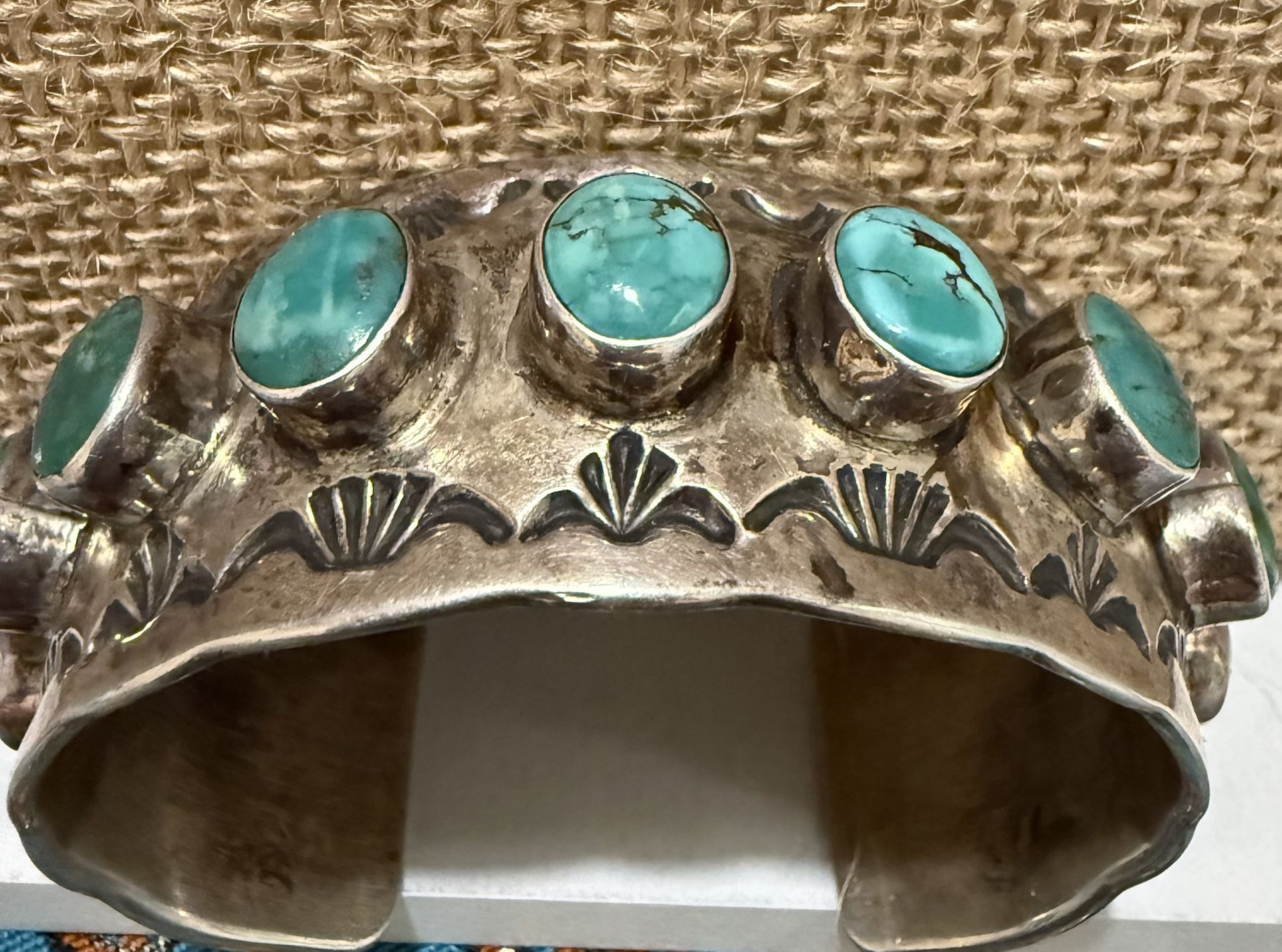 Rare Chimney Butte Navajo Sterling Silver & Turquoise Cuff Bracelet – 66.7g