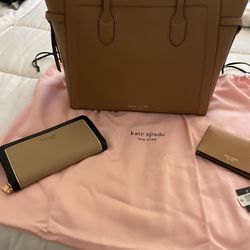 Beautiful Light Brown Kate Spade And I Have Two Wallets To Go With It. They’re All Brand New.