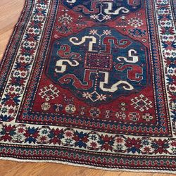 1870 Antique Caucasian Kazak Rug 5x7