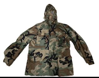 Vintage US Navy Woodland Camouflage Field Jacket No Liner Size Small Long