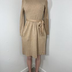 Warm Caramel Ribbed Midi Dress
