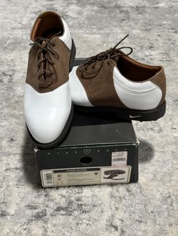 Nike Golf Course Air Accel Shoes Men Size 8.5 W, Chestnut Brown / White