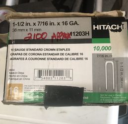 Hitachi/Metabo TYPE: 16 Gauge Electro Galvanized Standard Crown Staples APPLICATION: Staples provides excellent holding power in most sheathing, palle