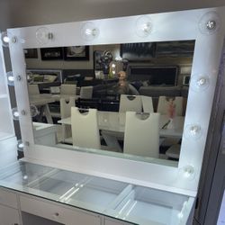 NEW OFFER! 7-drawer Makeup Vanity Set with Lighting White High Gloss