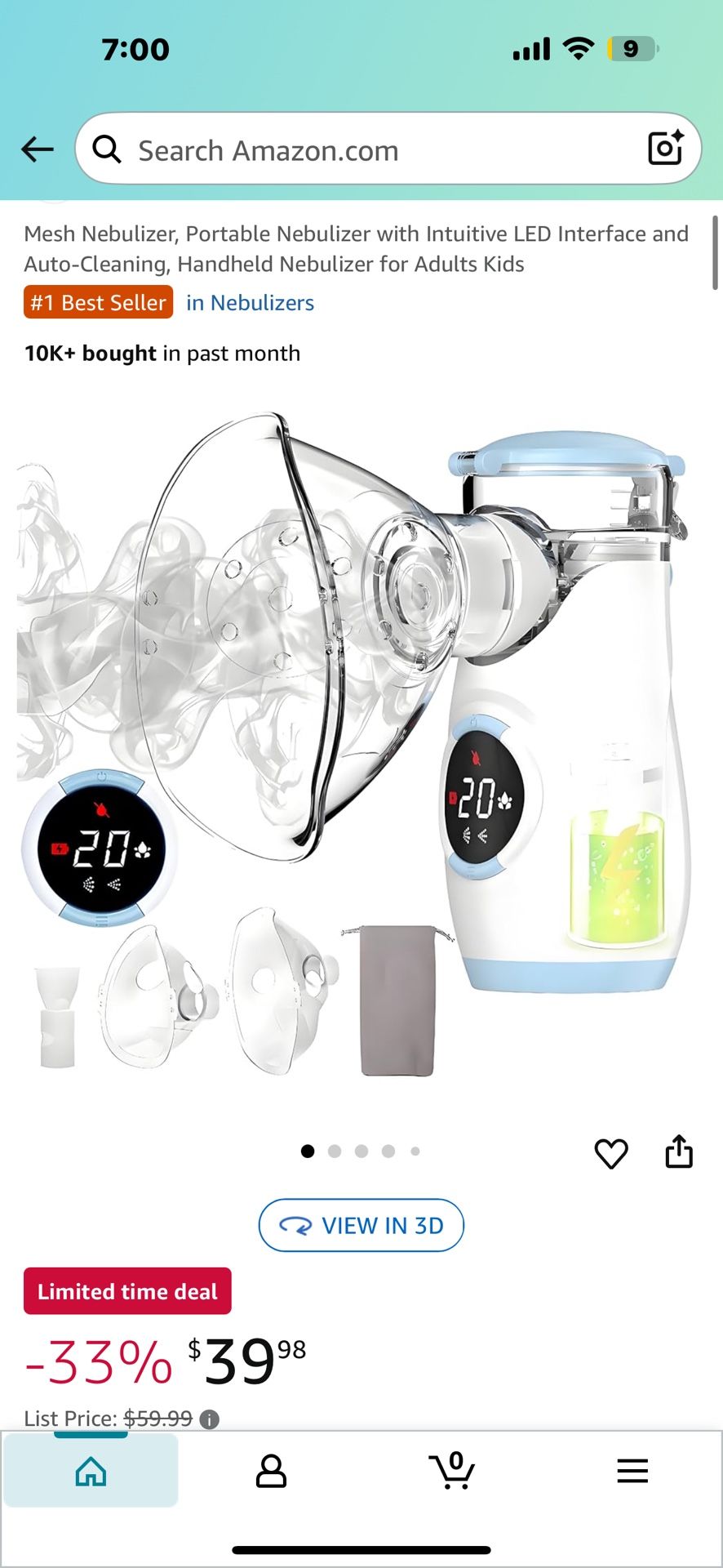 Mesh Nebulizer, Portable Nebulizer with Intuitive LED Interface and Auto-Cleaning, Handheld Nebulizer for Adults Kids