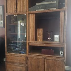 Free Solid Oak Entertainment Wall Unit
